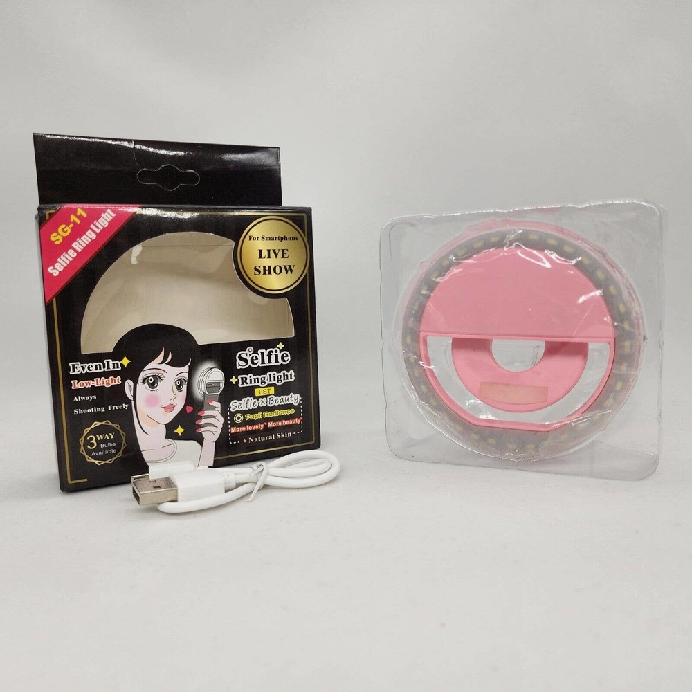 SG-11 Selfie LED Ring Light with Clip and Compatible with All Phones - Pink